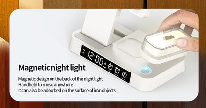 4 In 1 Wireless Fast Charger Station With RGB Alarm Clock