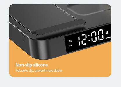 4 In 1 Wireless Fast Charger Station With RGB Alarm Clock
