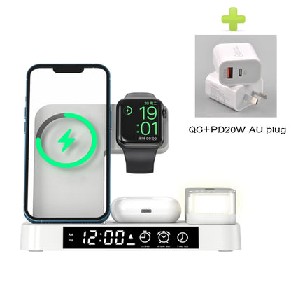 4 In 1 Wireless Fast Charger Station With RGB Alarm Clock