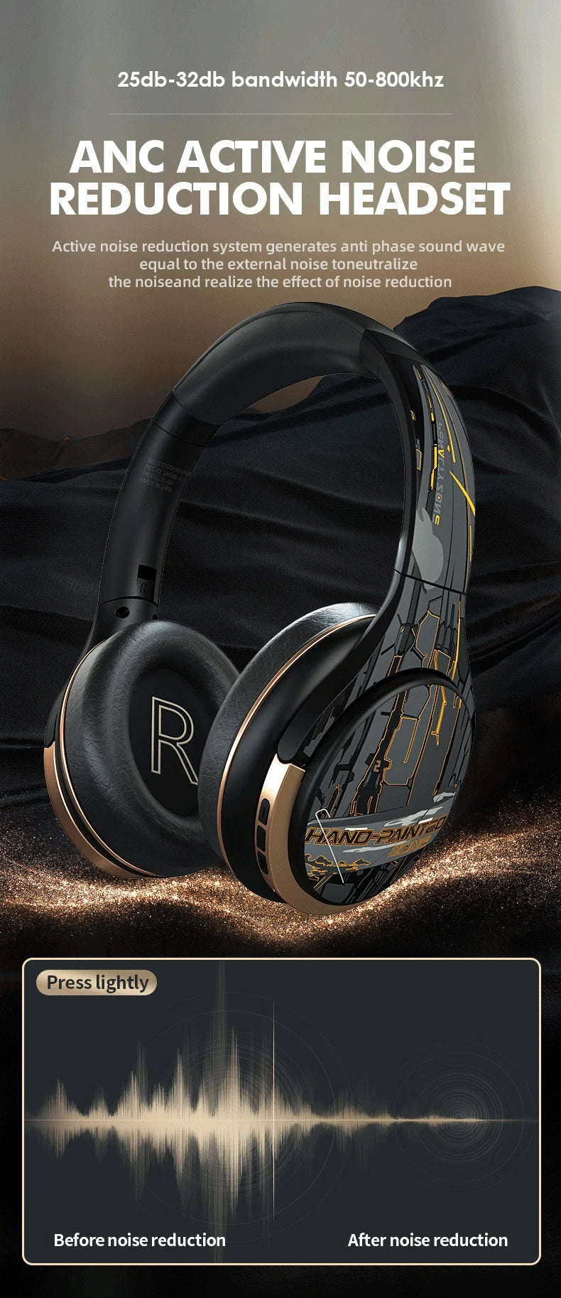 Active Noise Cancelling Bluetooth Headphones