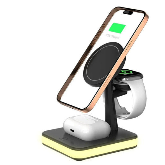 3 in 1 Magnetic Wireless Charging Station with LED Light