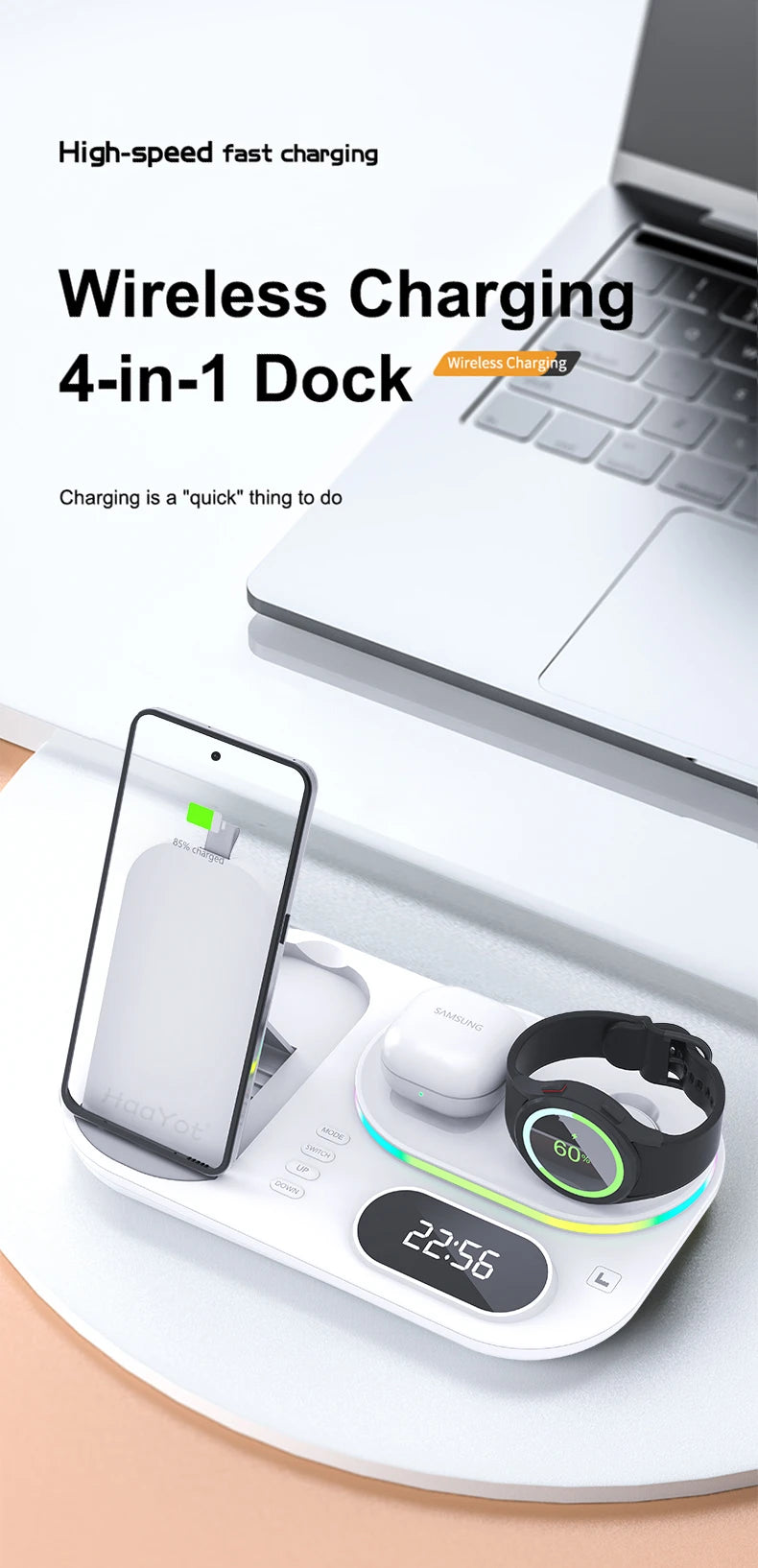 Wireless Charger Dock 4 in 1 Charging Station