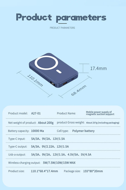 10000mAh Wireless Magnetic Battery Power Bank